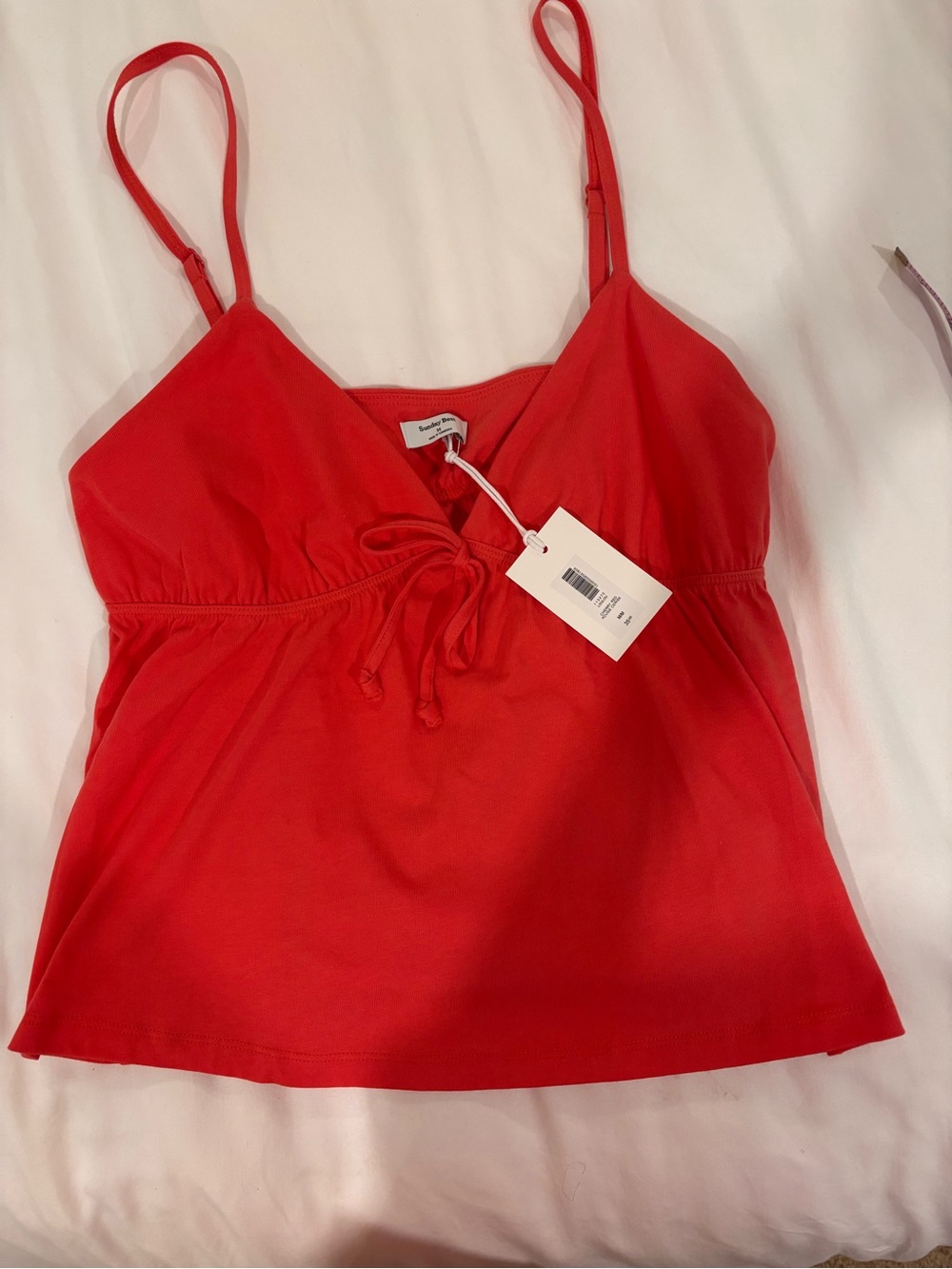 Sunday Best Red Spaghetti-Strap Tie-Front Camisole